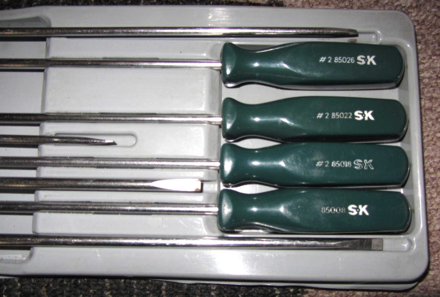 S-K Tools 9pc SureGrip Long Screwdriver/Phillips Head Set Magnetic Tip Nice!