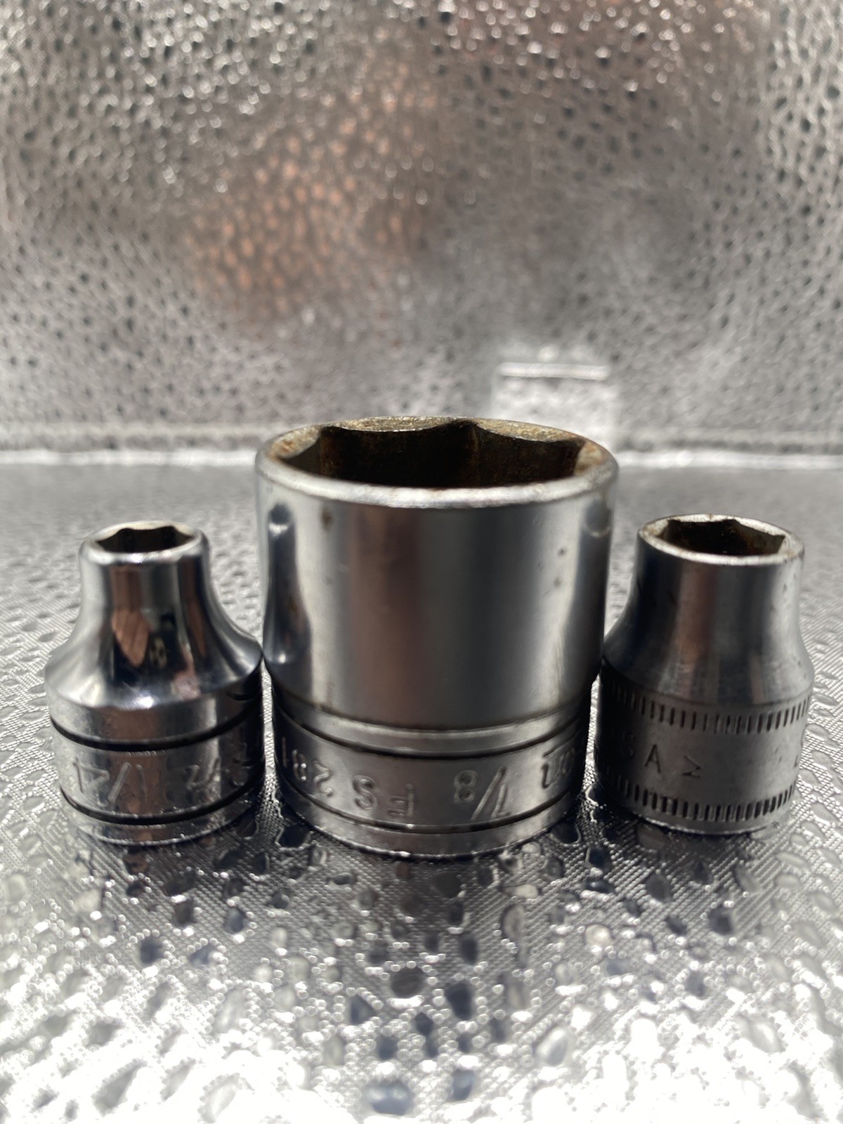 Bundle Lot of 3 Snap-On 3/8 Drive FS081 1/4″ Shallow Socket 9 FSM91 FS281 7/8