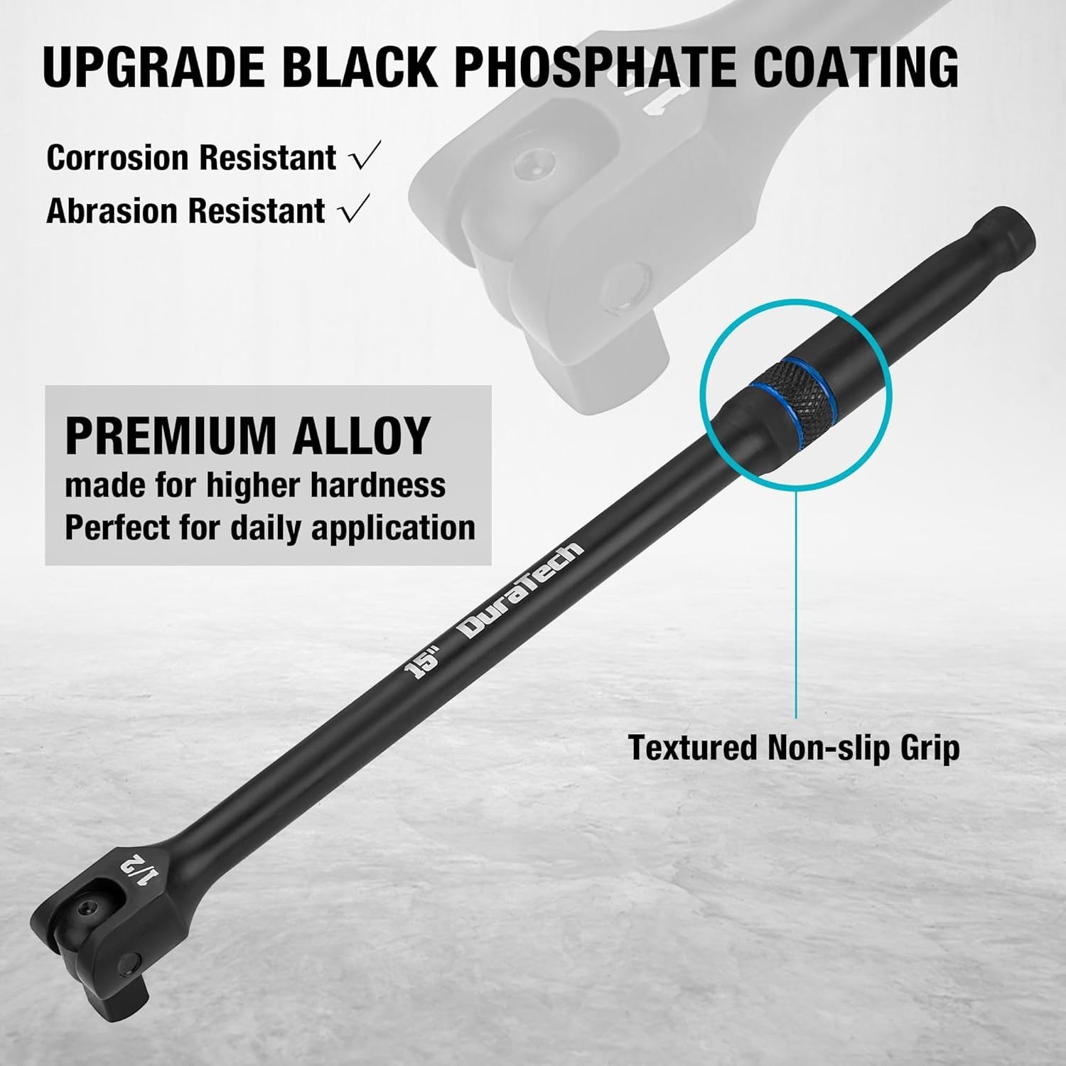 Ergonomic 3-Piece Breaker Bar Set – 6″, 10”, 15” Lengths with Tight Socket Grip