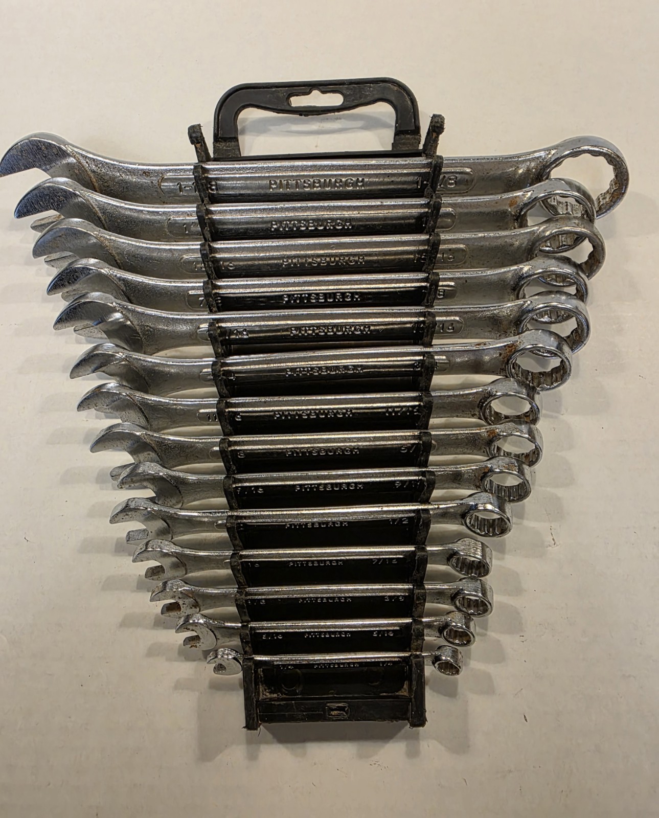 Pittsburgh Combination Wrench Set 14 Peice Raised Panel 12 Point 15 Degree