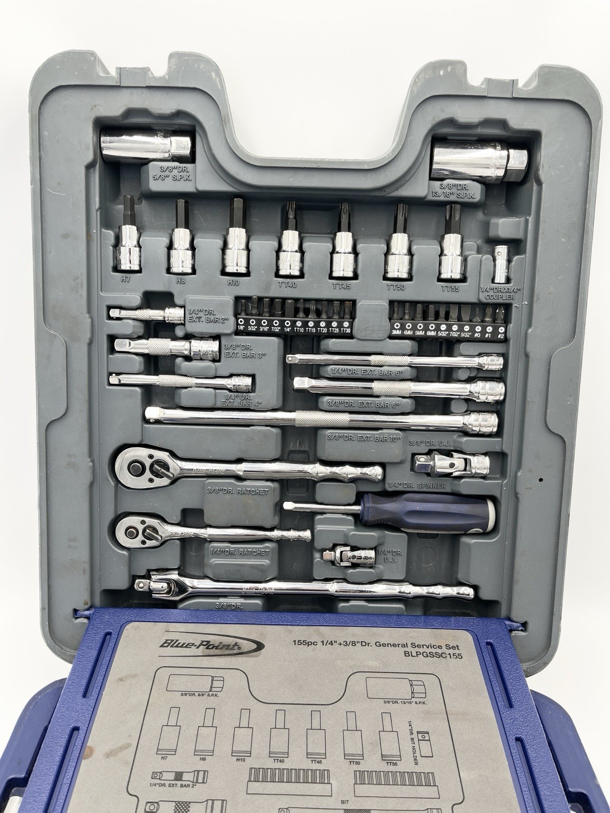 Blue Point 155pc 1/4”+3/8”Dr General Service Set BLPGSSC155 SAE/Metric