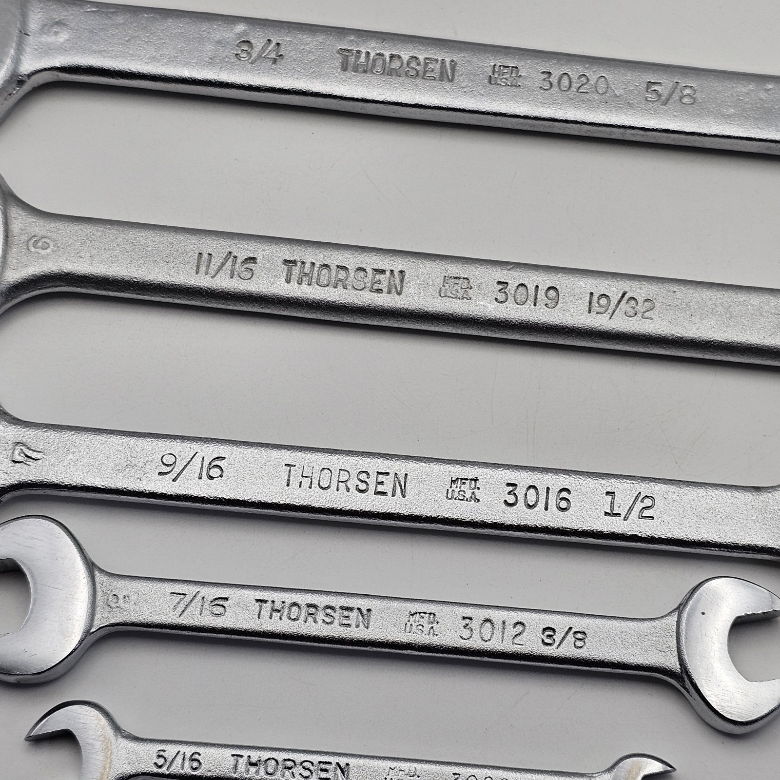 Vintage Thorsen Double Open End Wrench Set 1/4″ to 7/8″ USA Made Lot Of 6