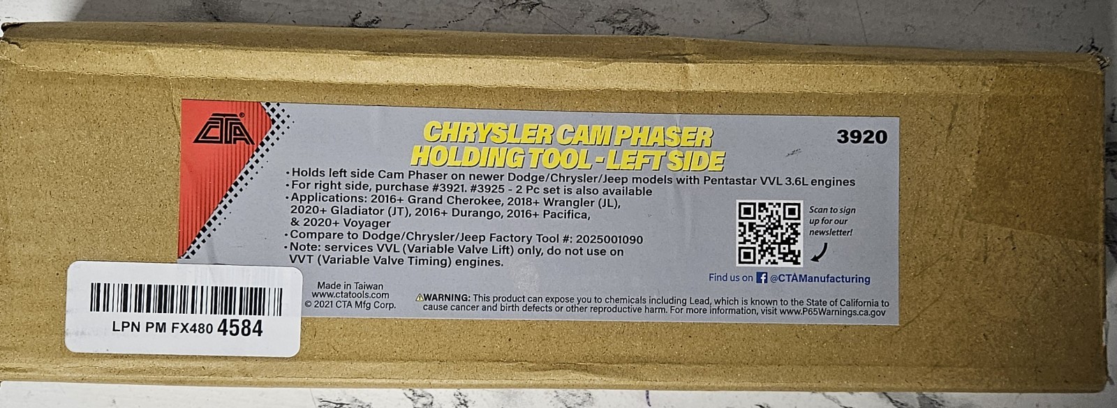 CTA 3920 Chrysler Cam Phaser Holding Tool -Left/Front Open Box Minor Scuff Marks