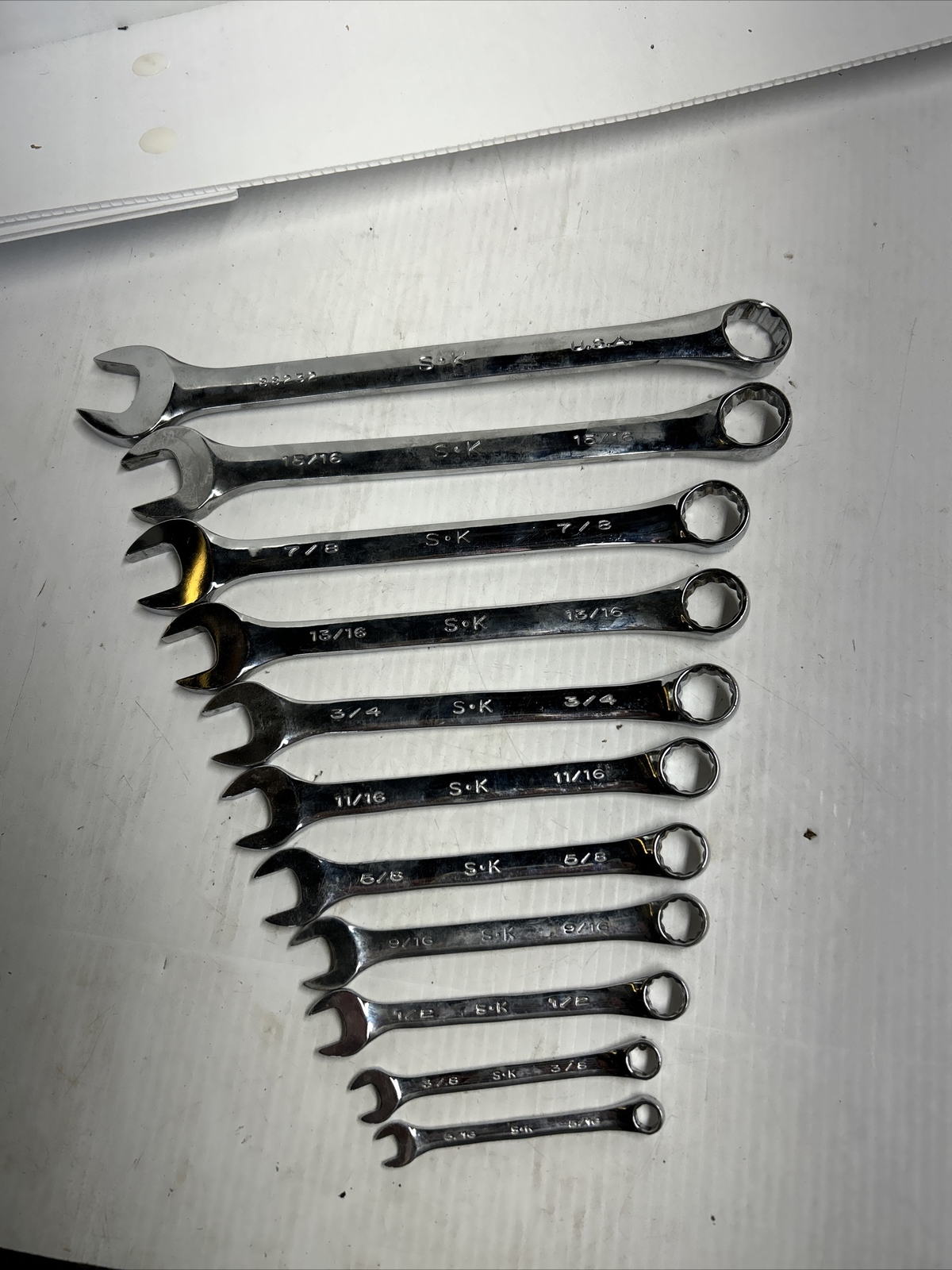 S-K Combination SAE Wrench Set 1″ 15/16 7/8 13/16 3/4 11/16 5/8 9/16 1/2 5/16