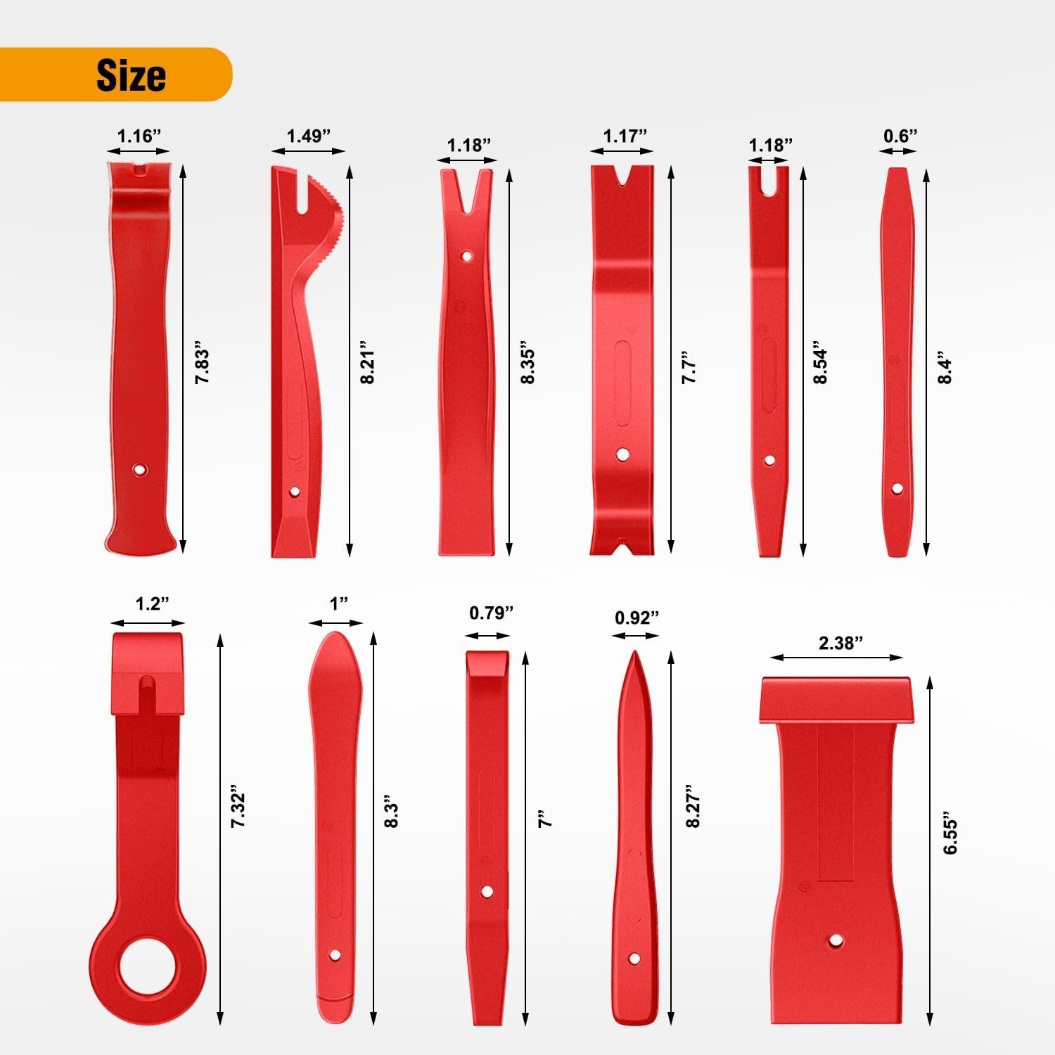 11PCS Car Trim Removal Tool Kit – Red