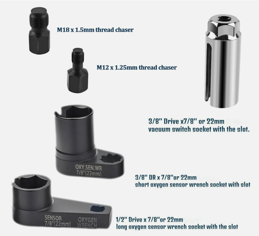 5Pcs 22mm O2 Oxygen Sensor Socket Wrench 3/8″1/2″ Drive Auto Repair Tool