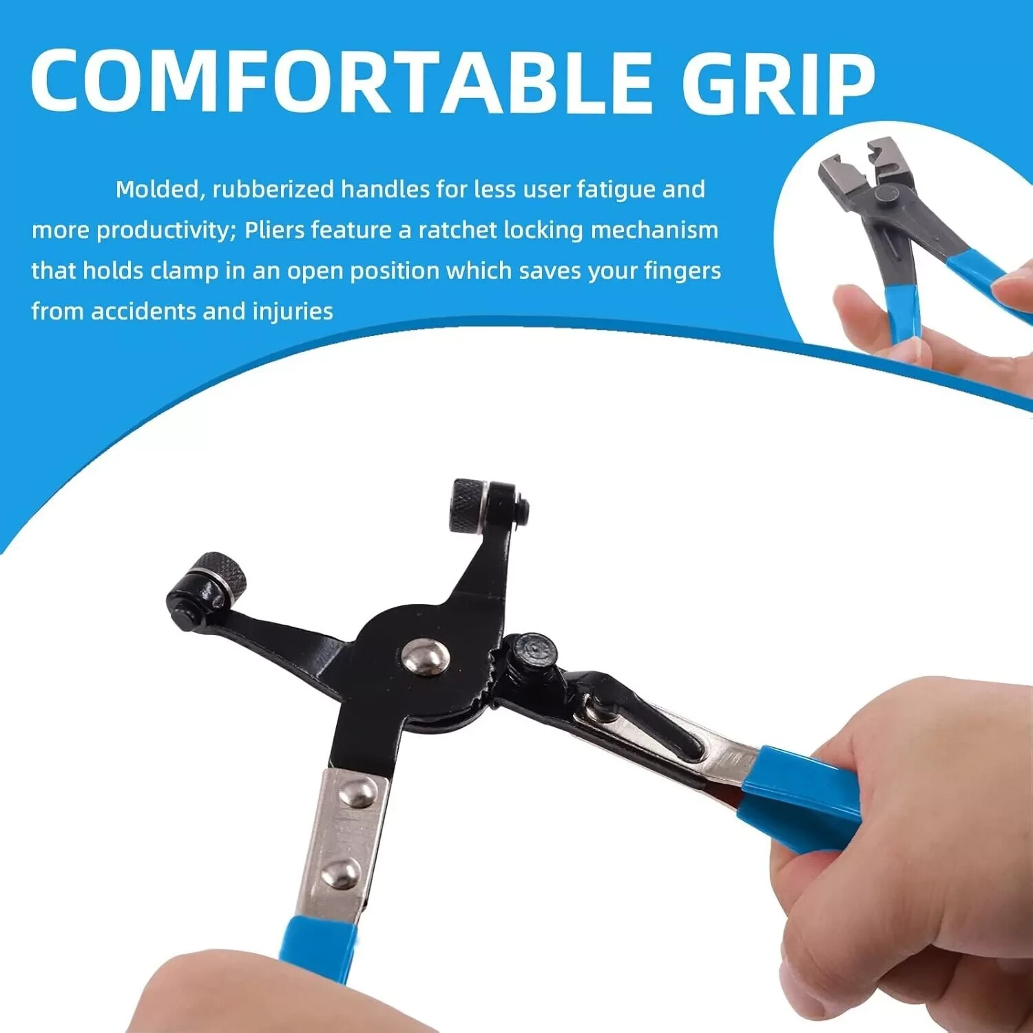 9pcs Wire Long Reach Hose Clamp Pliers Set Fuel Oil Water Hose Auto Tools Kit