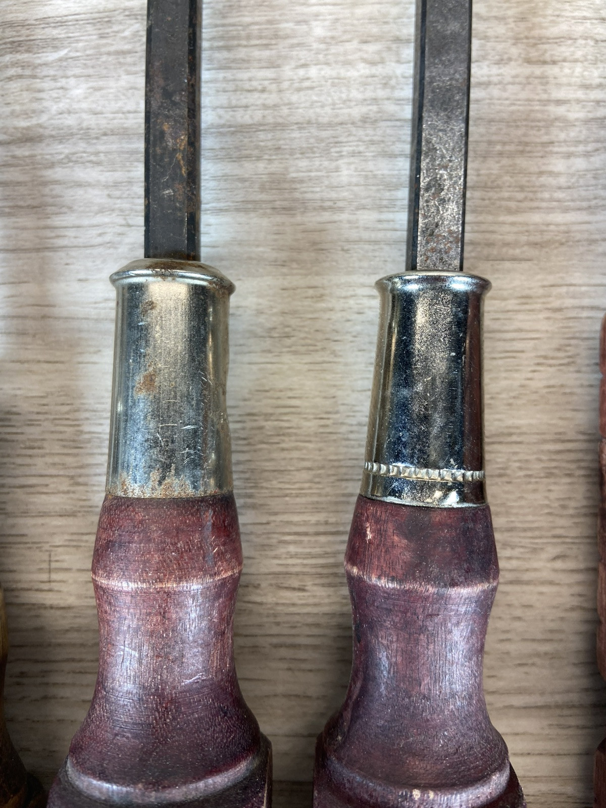 Vintage Cobra Wood Handle Screwdriver Set (6) Flathead Tools Great Condition