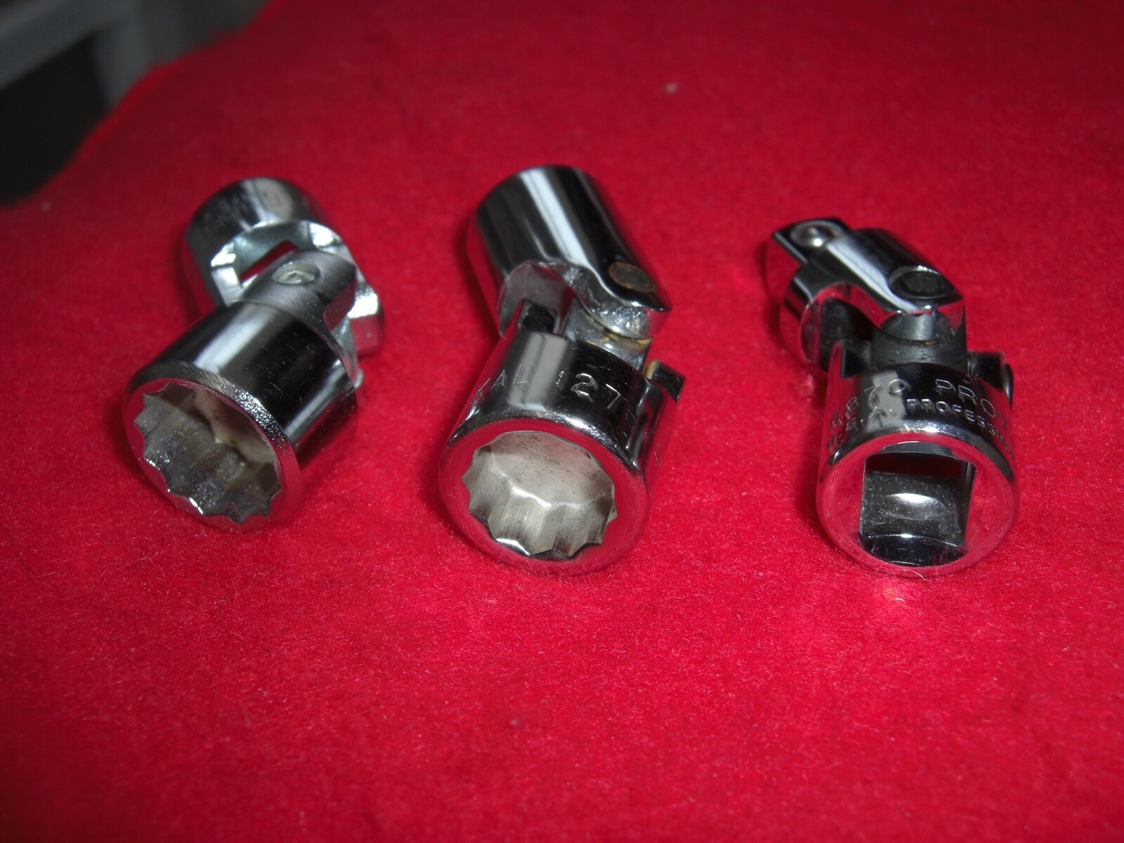 Proto 3/8 dr. universal joint Kal 1/2″ and thorsen 9/16 swivel sockets excellent