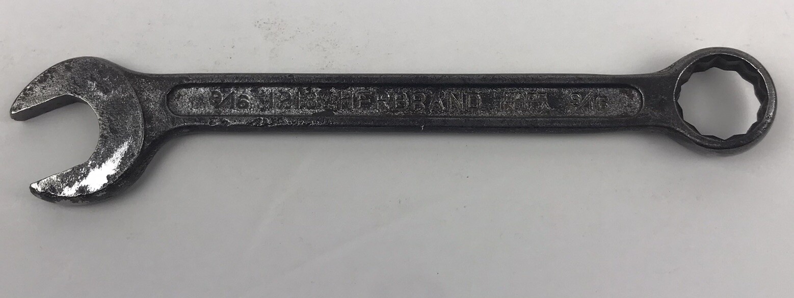 Vintage Herbrand USA 1218 9/16” SAE 12 Point Combination Angled Open End Wrench