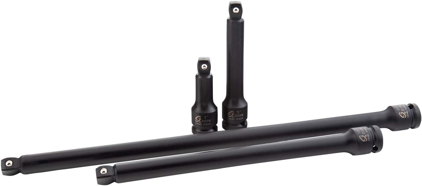 1/2 Inch Drive Impact Extension Set, 4 Piece, SAE, 3 Inch – 15 Inch, Cr-Mo St…