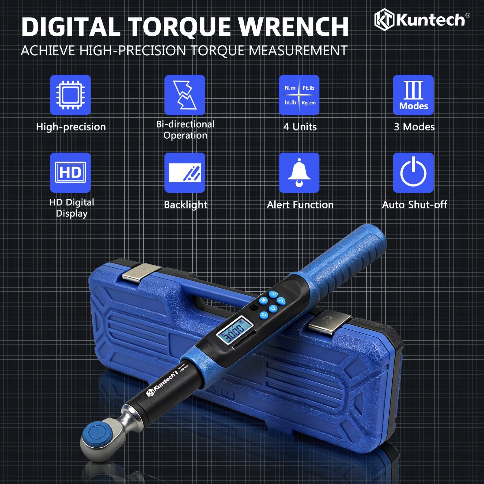 3/8-Inch Drive Digital Torque Wrench Adjustable 6.8-135 Nm & LED Display Buzzer