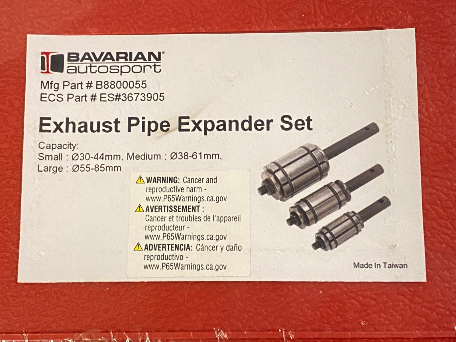 NEW Bavarian Auto B8800055 Exhaust Pipe Expander – 3-Piece Set – AO1072681