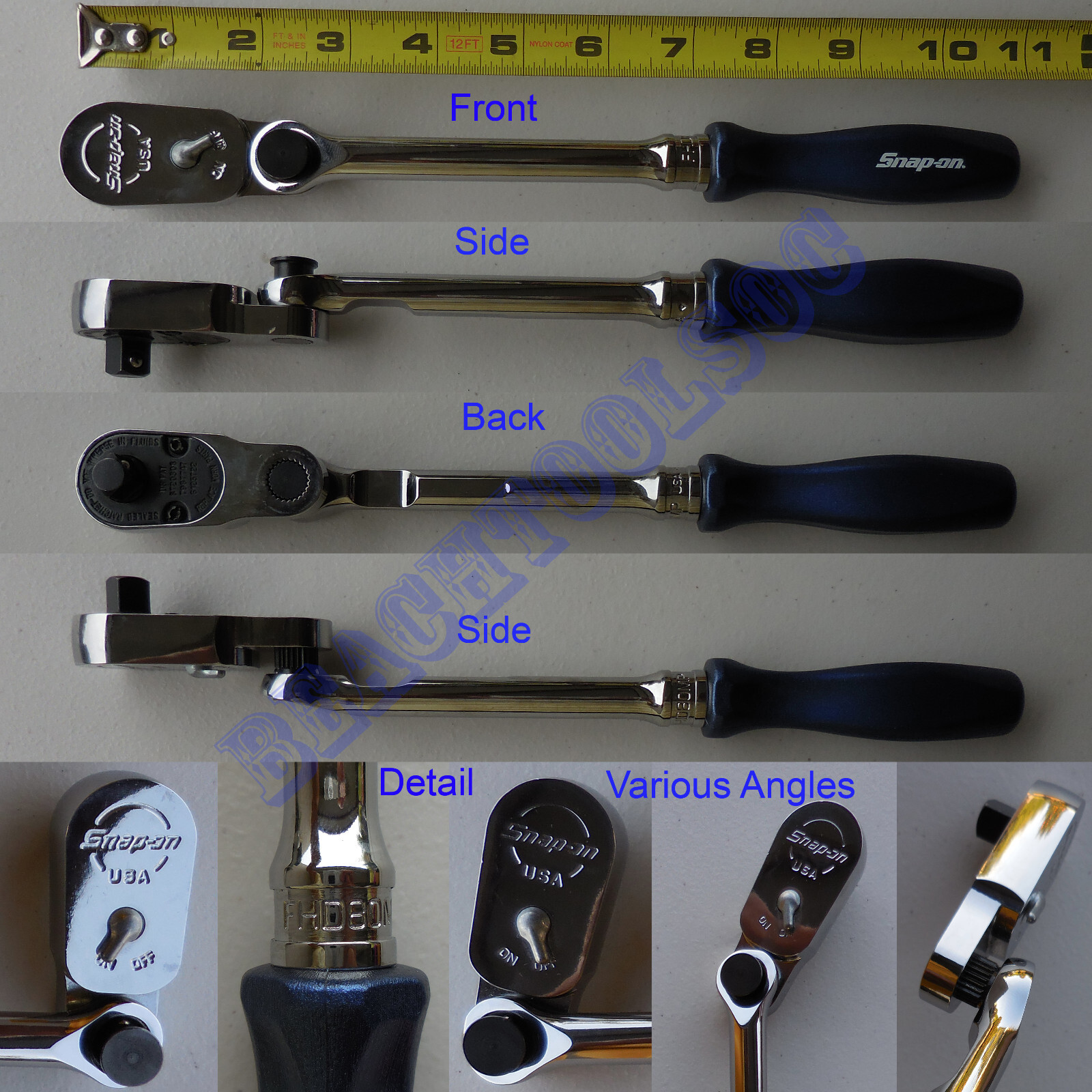 New Snap On 3/8 Power Blue Handle Multi-Position Sealed Head Ratchet FHD80MP USA