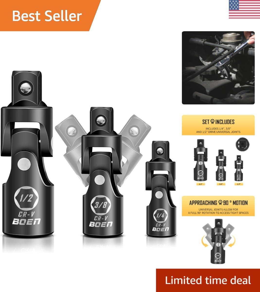High-Quality Universal Drive Socket Set | 1/4″, 3/8″, and 1/2″ Compatibility