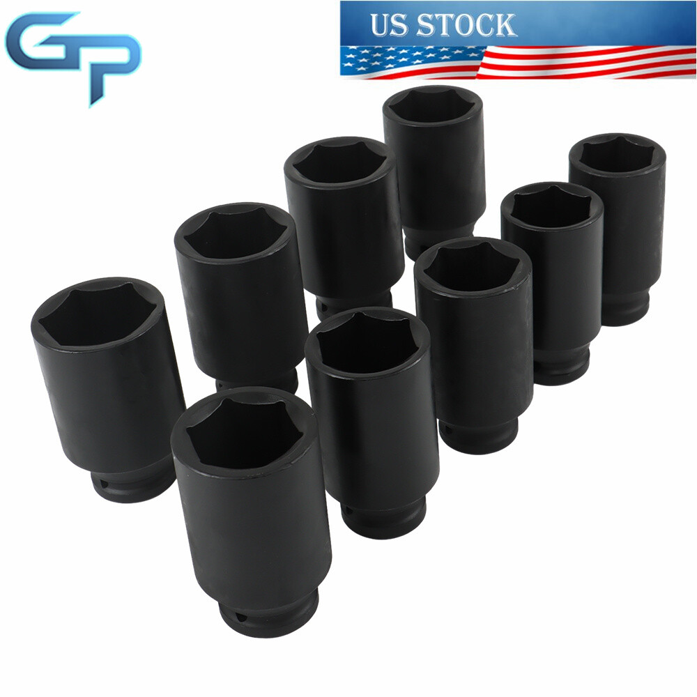 9pcs 29-38mm Deep Impact Socket Tool Kit 1/2″ Drive Metric Axle Hub Nut Socket