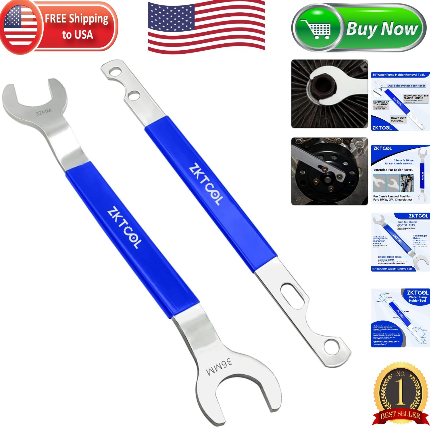 Alloy Steel Fan Clutch Wrench Set with Comfortable Grip – Perfect for Mechanics