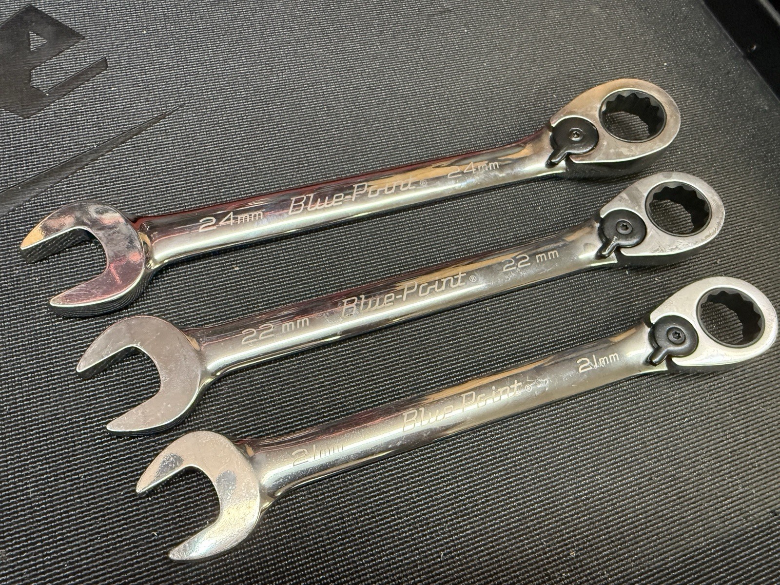 Blue Point Ratcheting Wrenches 3pc 21, 22, 24mm