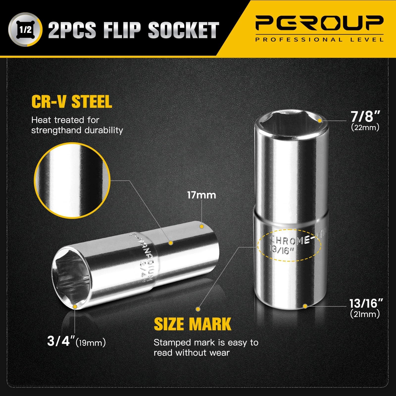 Telescoping Lug Wrench with 17mm/19mm & 21mm/22mm Sockets for Cars, Trucks, Vans