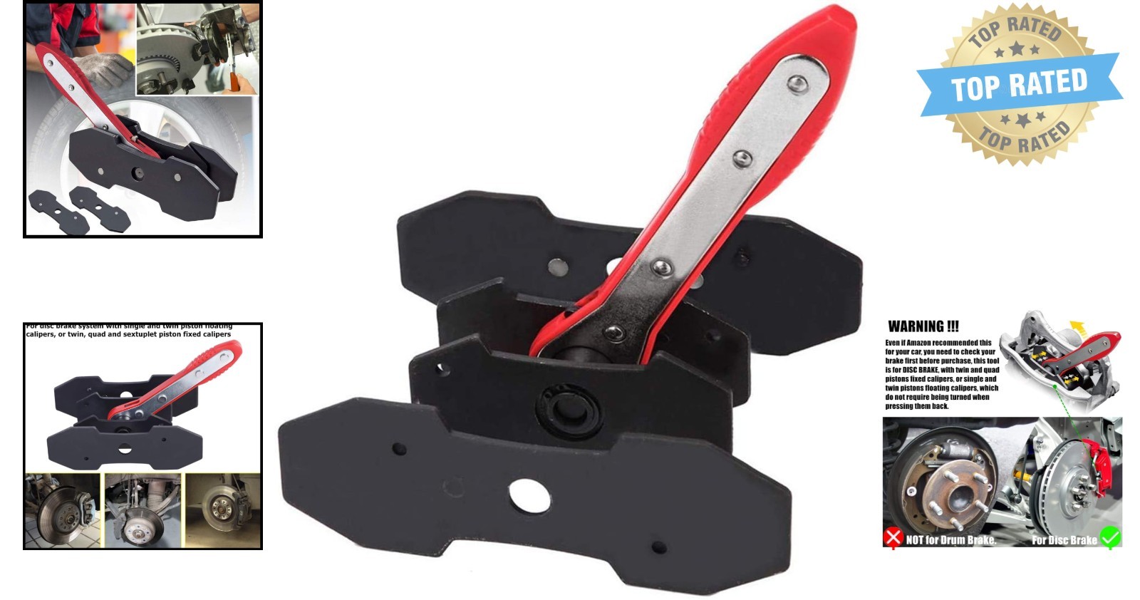 Professional Brake Caliper Press Tool – 4 Spreading Plates Included