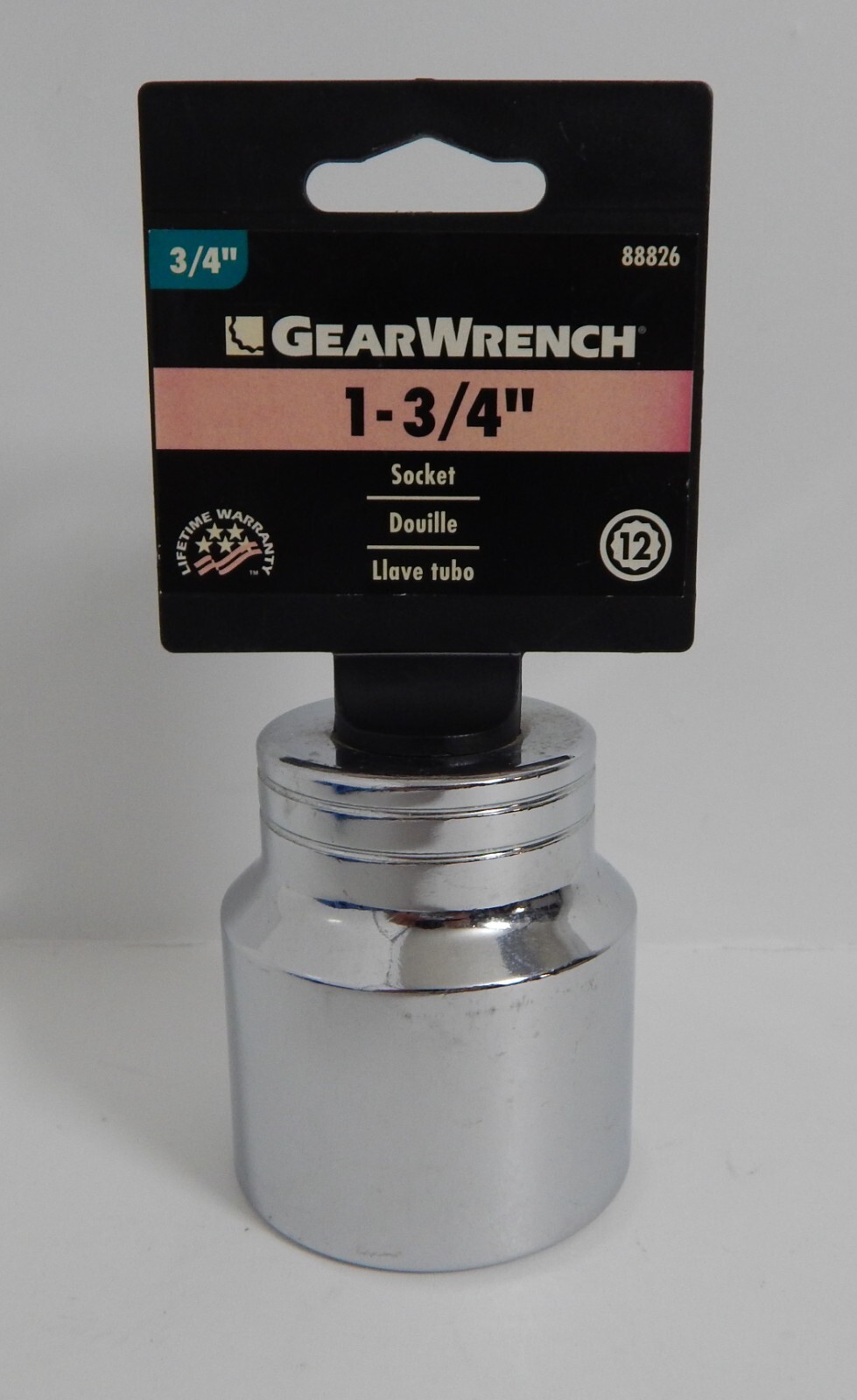 GearWrench 3/4″ Drive 1-3/4″ Socket 12 Point 88826 New On Hanging Card