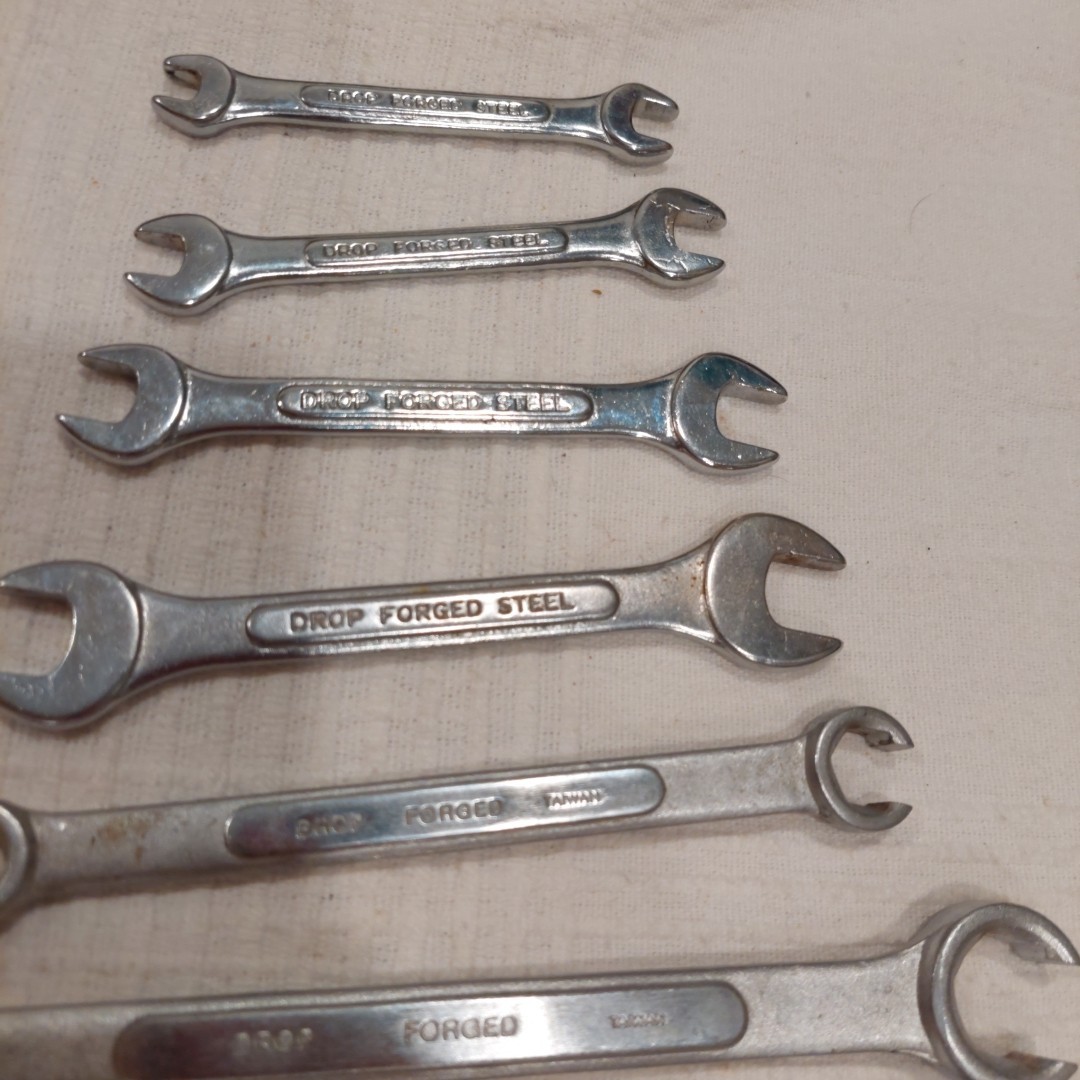Nine Drop Forged Mixed Wrench Set 1/4in To 23mm Open End And 12 Point Box Ends