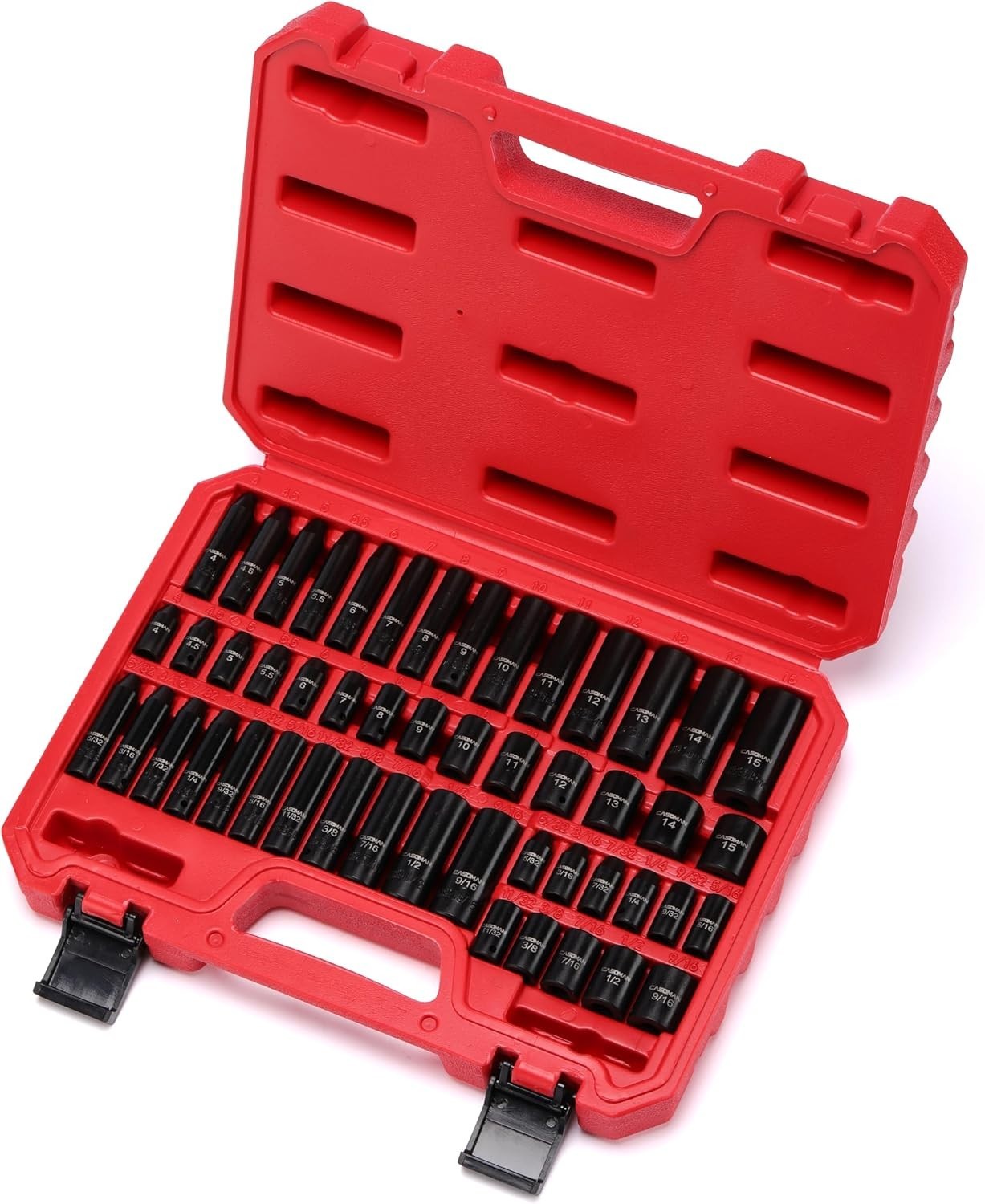 1/4 Inch Drive Impact Socket Set 50-Piece SAE Metric Chrome Vanadium Deep Sha…
