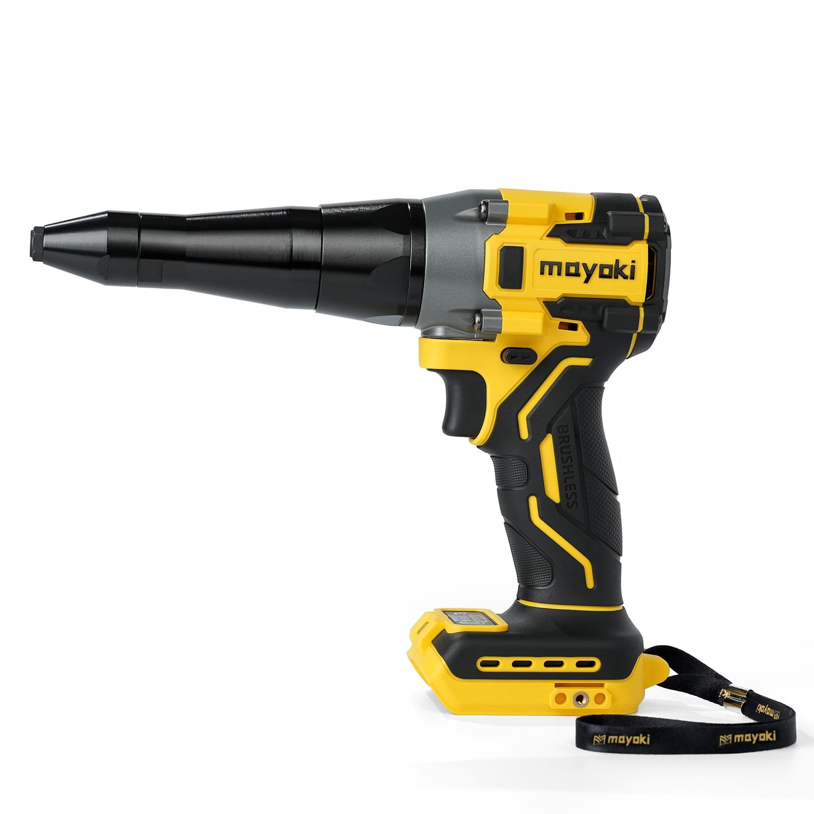 Mayoki Cordless Rivet Gun Compatible with 20V for 3/16″ Rivets, Yellow+Black