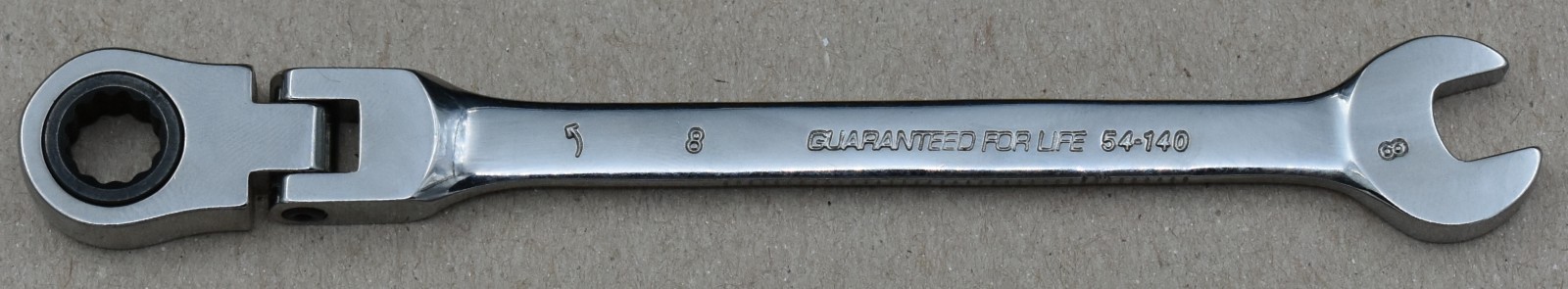 DURALAST TOOLS 54-140, 8MM METRIC, 12-POINT, FLEX-HEAD RATCHETING WRENCH