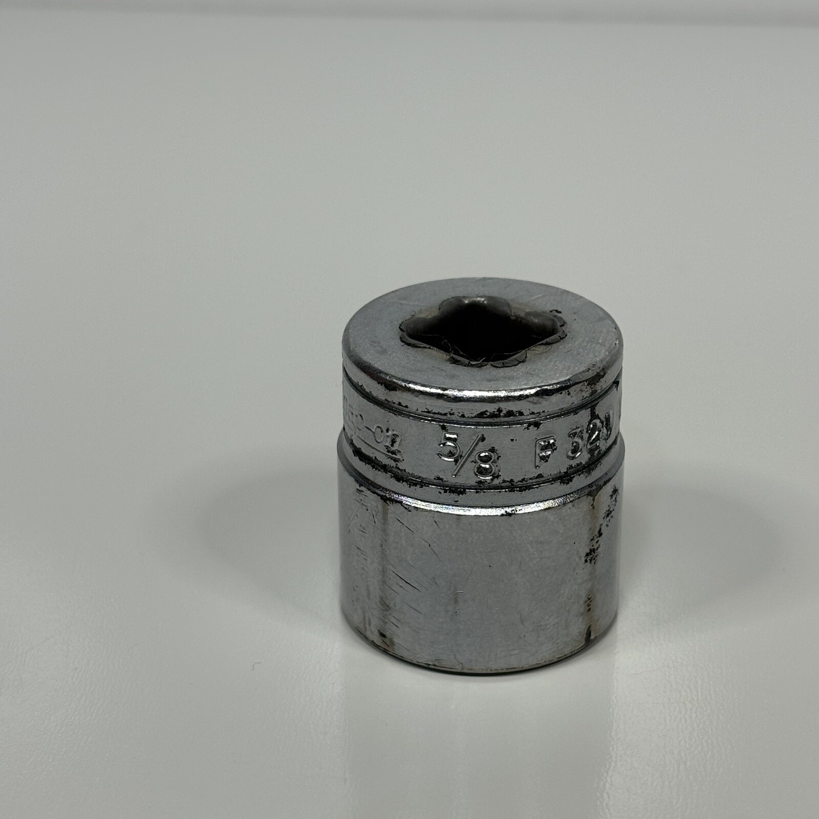 Snap On Tools F320 3/8” Dr 8 Pt SAE 5/8” Double Square Socket Chrome USA VTG