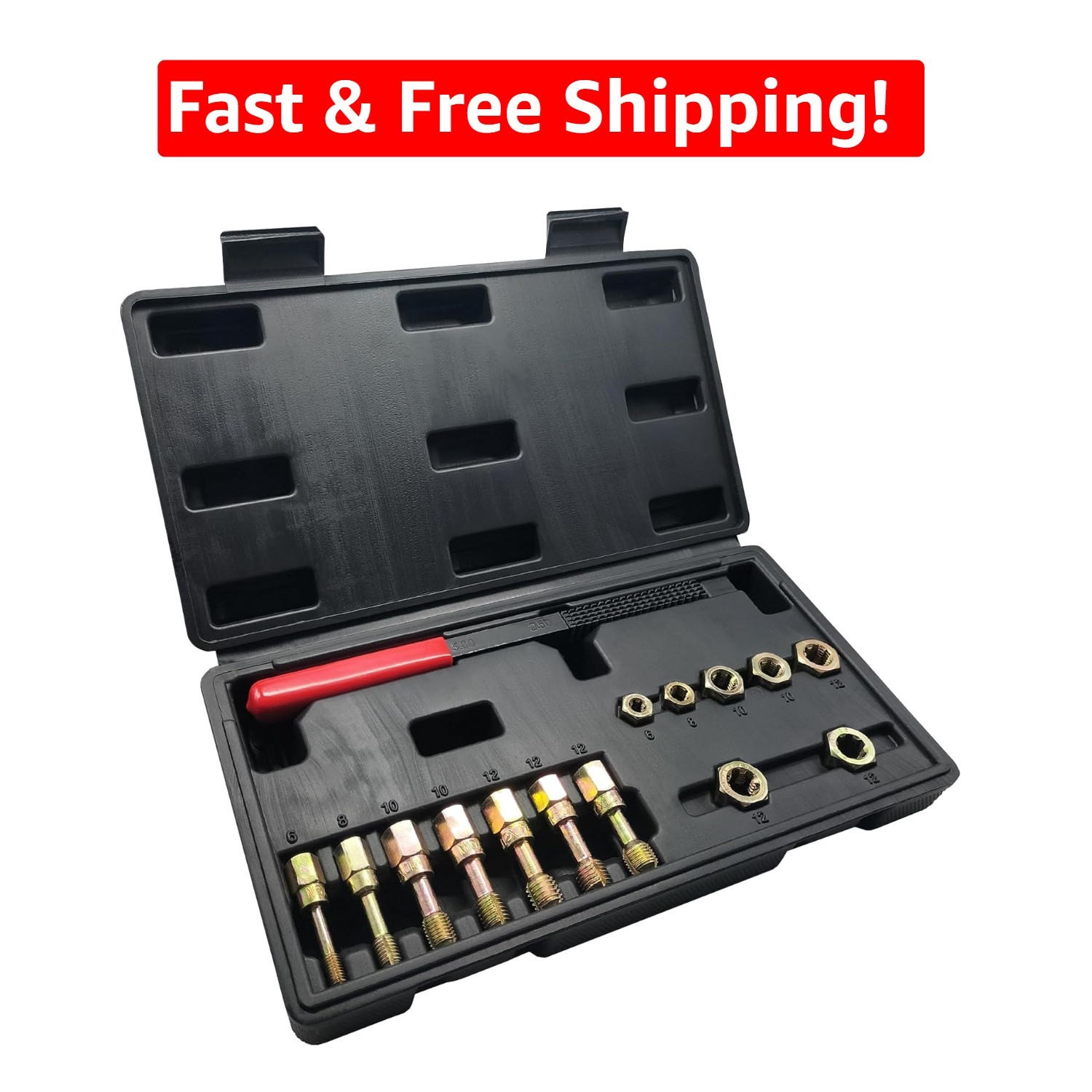 Universal 15-Piece Metric Thread Repair Tool Set with Corrosion-Resistant Finish