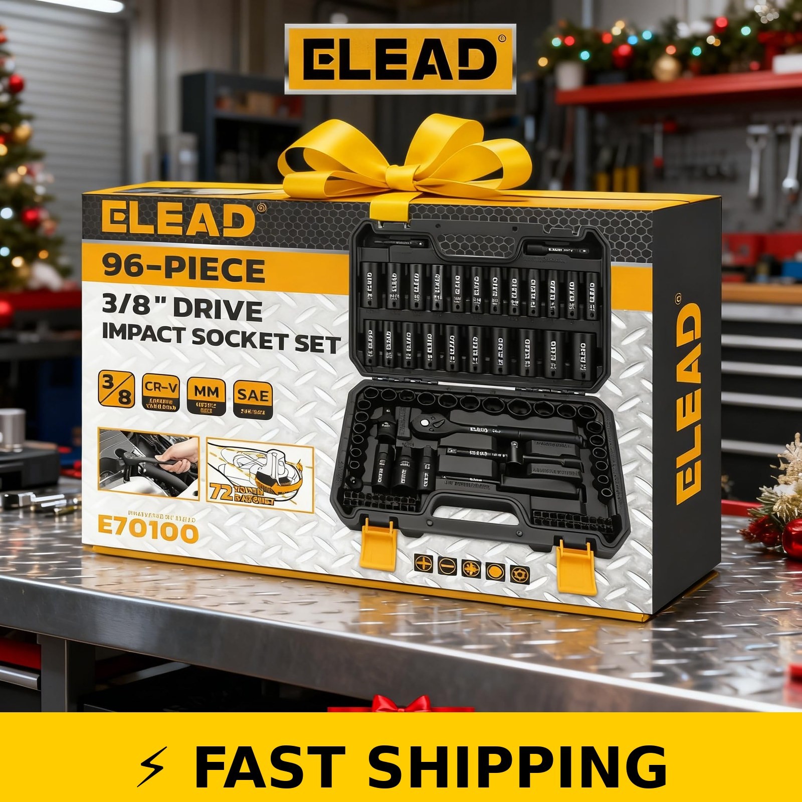 ELEAD 96-Piece 3/8″ Drive Impact Socket Set – SAE & Metric