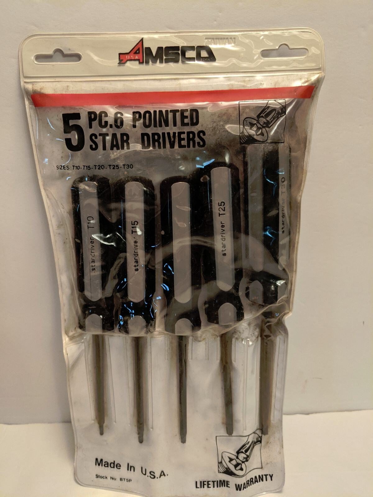 AMSCO Pointed Star Drivers #BT5P Made in USA T10, T15, T20, T25, T30 – Set of 5