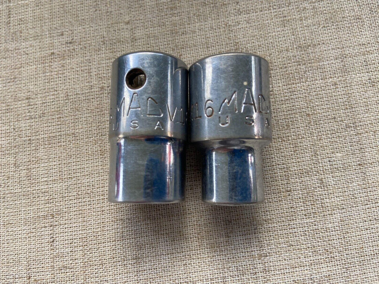 2 MAC TOOL 6PT 1/2′ DRIVE SOCKETS 9/16 V186=7/16 V146 CHROME