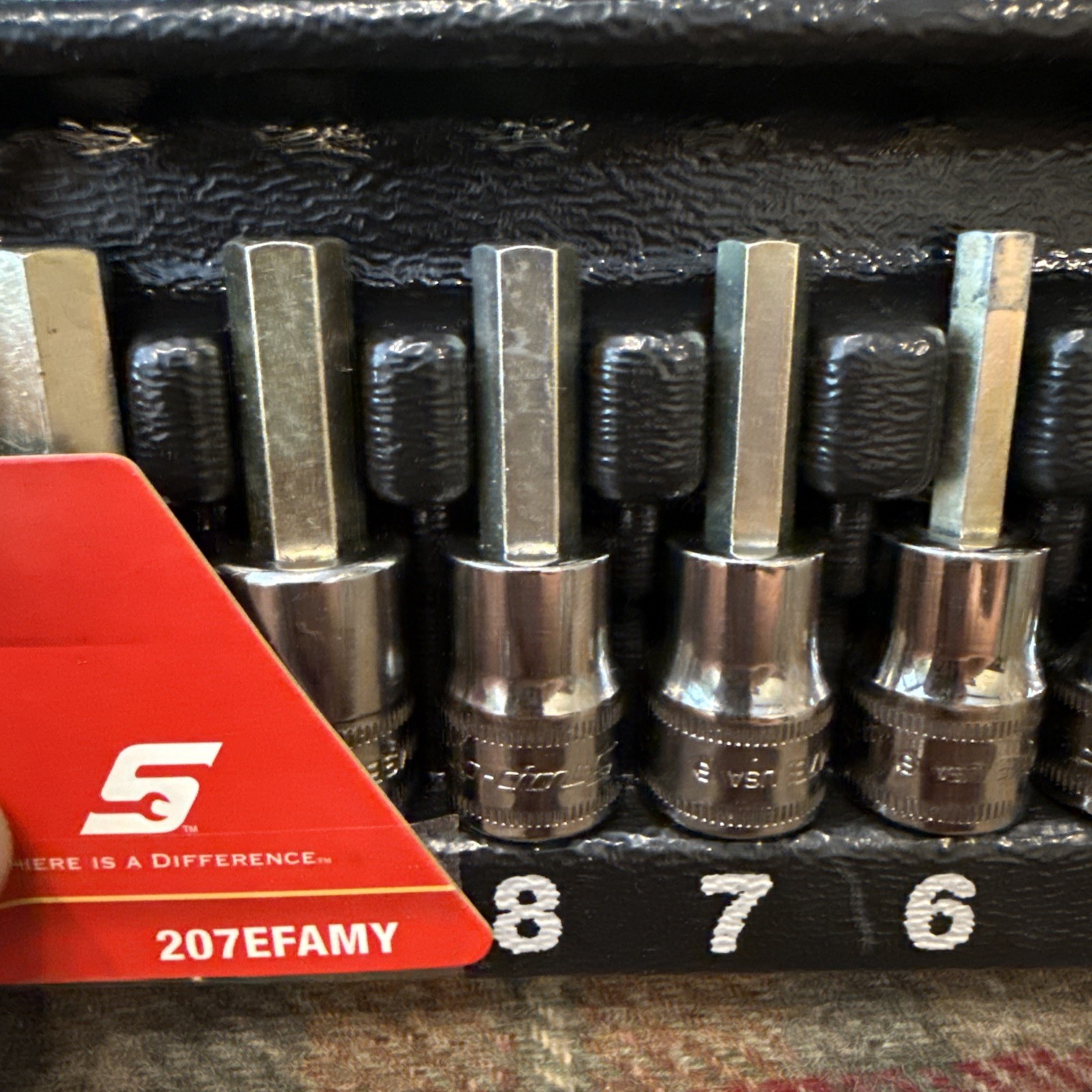 Snap-on Tools 207EFAMY 4mm-10mm 3/8″ Drive 7-Piece Metric Hex Socket Set