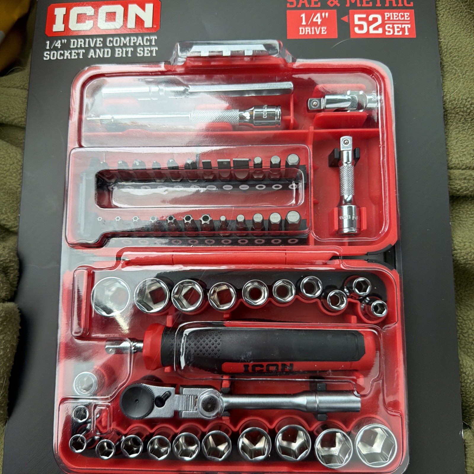 NEW ICON 1/4 in. Drive Compact Socket and Bit Set, 52-Piece RSXFT-52