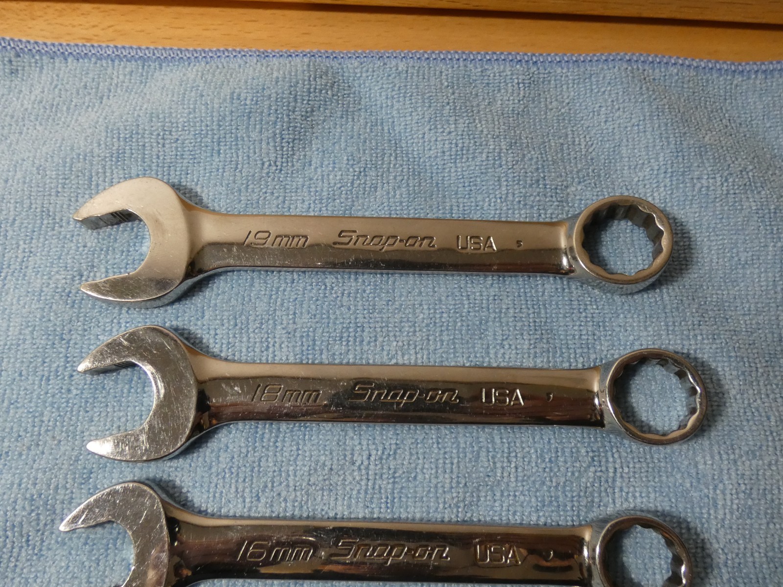 SNAP-ON 6PC METRIC 12PT SHORT COMBINATION WRENCH SET 19MM.18MM,16MM,15MM.12,11MM