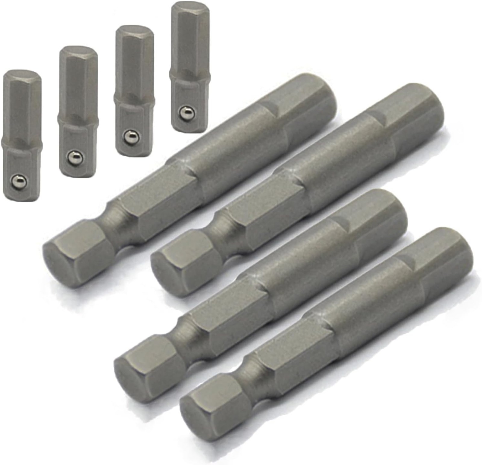 8 Pieces 1/4 Inch Hex to Socket Adapter Set, Power Tool Replacement Parts