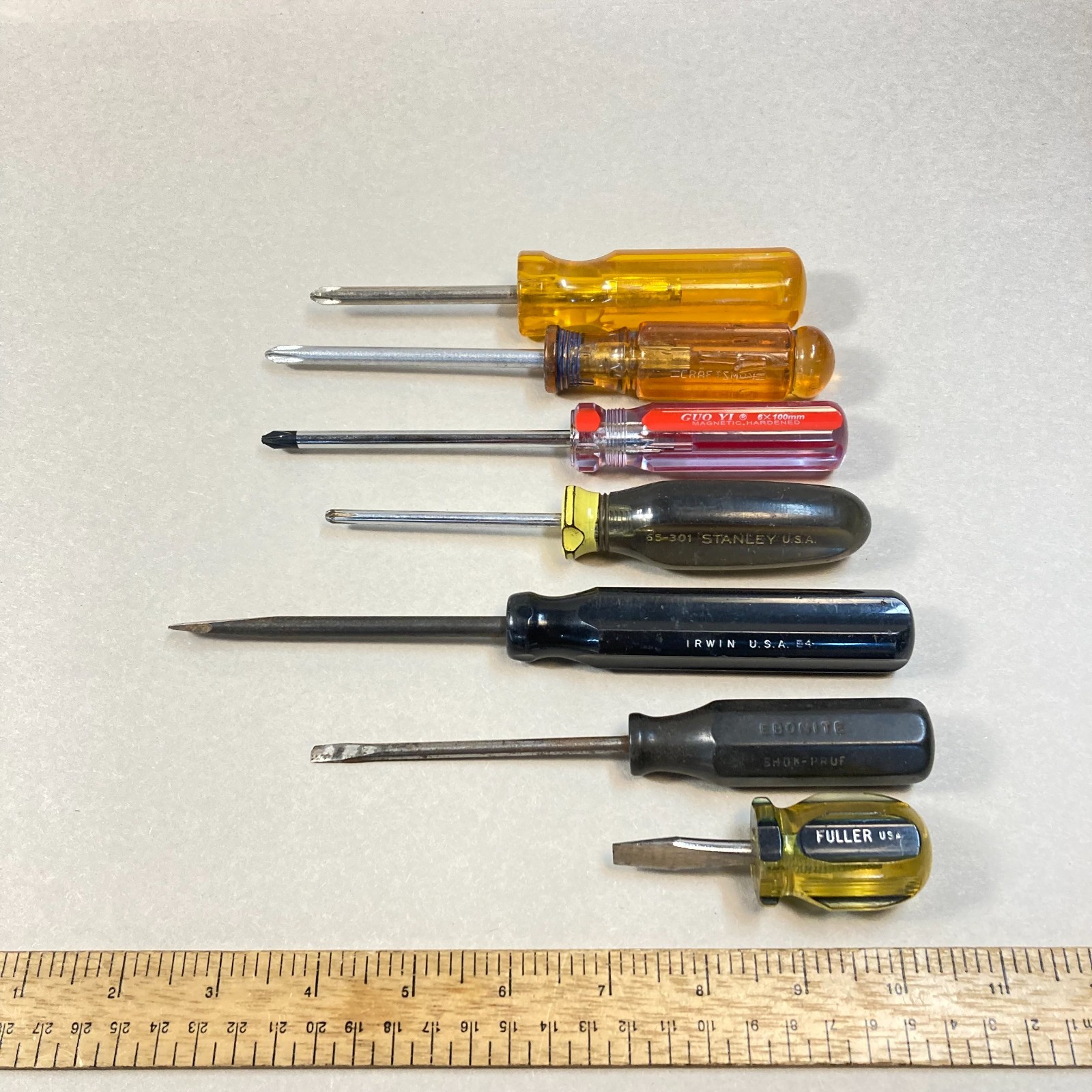 Screwdriver Lot 7 Pc 4 Phillips 3 Flat Slotted
