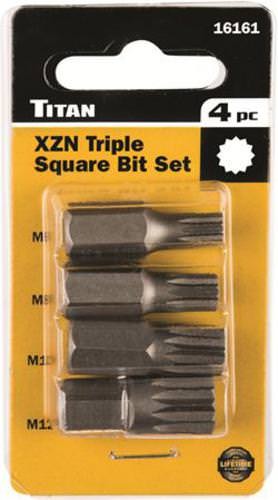 Titan Tools 16161 XZN Triple Square Bit Set, 4 Piece