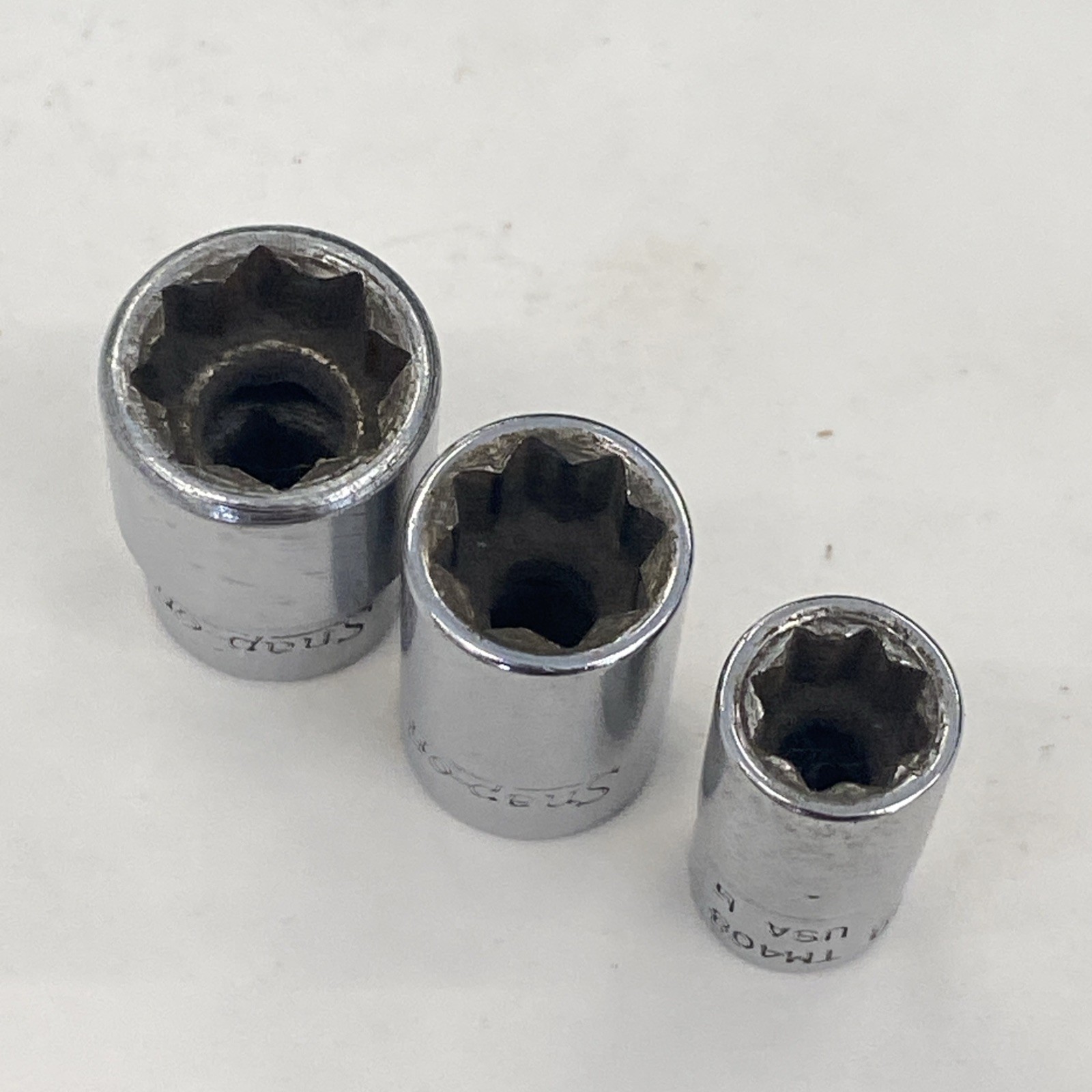 Snap-On Tools USA 3pc 8 Point SAE TM-Series Double Square Socket Set Lot, M0374