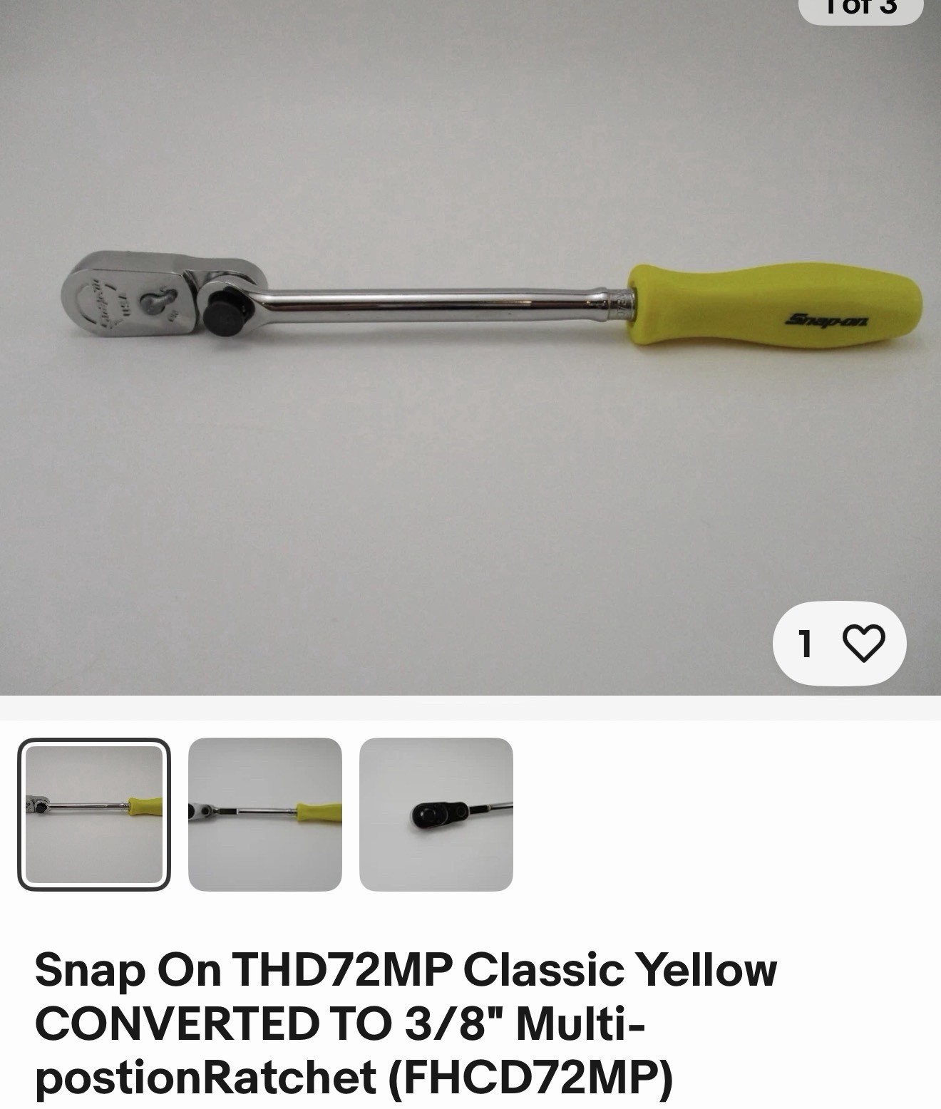 Snap On THD72MP Grey Titanium CONVERTED TO 3/8″ Multi-postionRatchet (FHCD72MP)