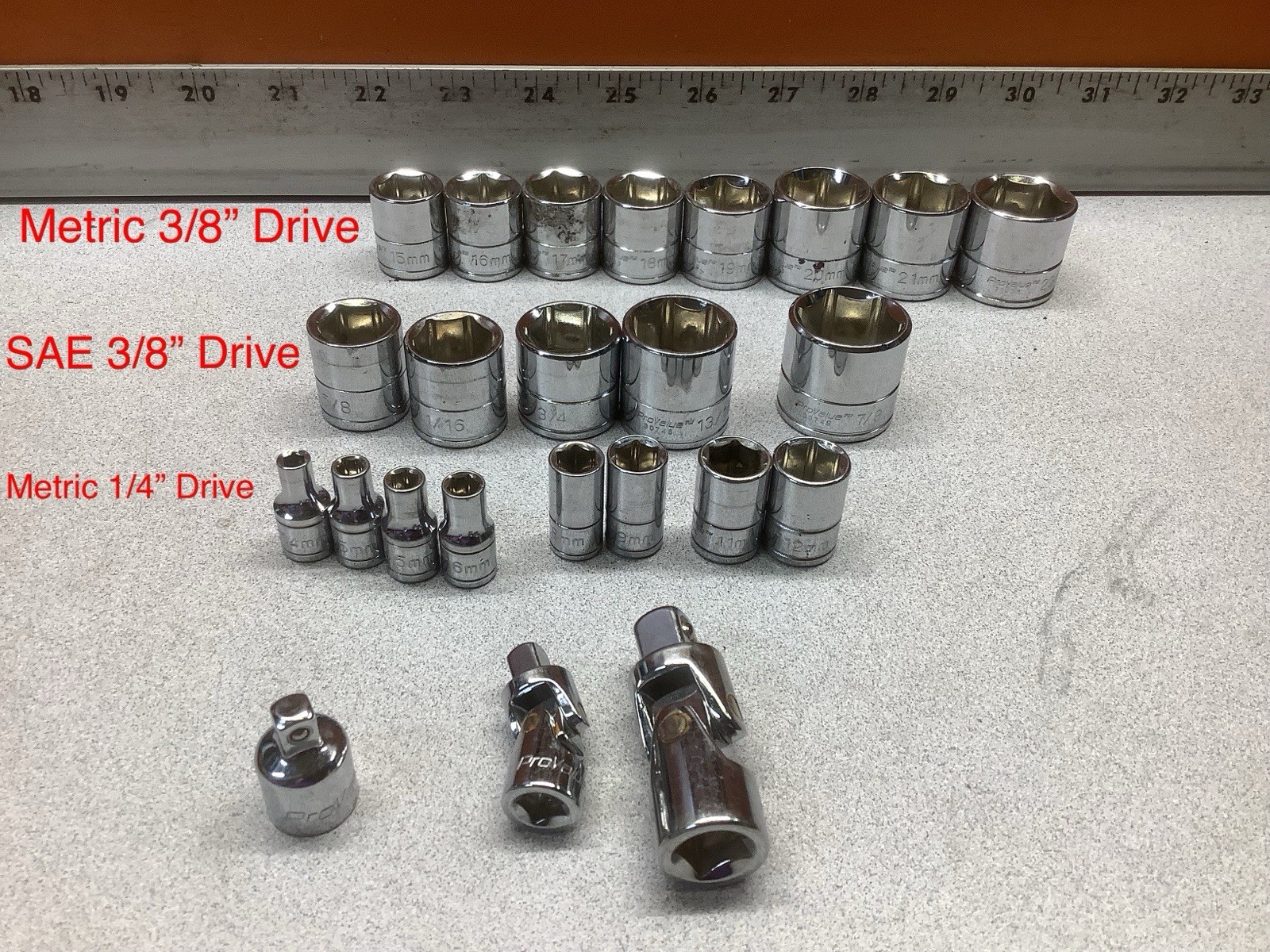 Carquest ProValue 3/8″ & 1/4” Drive 6pt PARTIAL SOCKET SET Metric & SAE ~ READ!