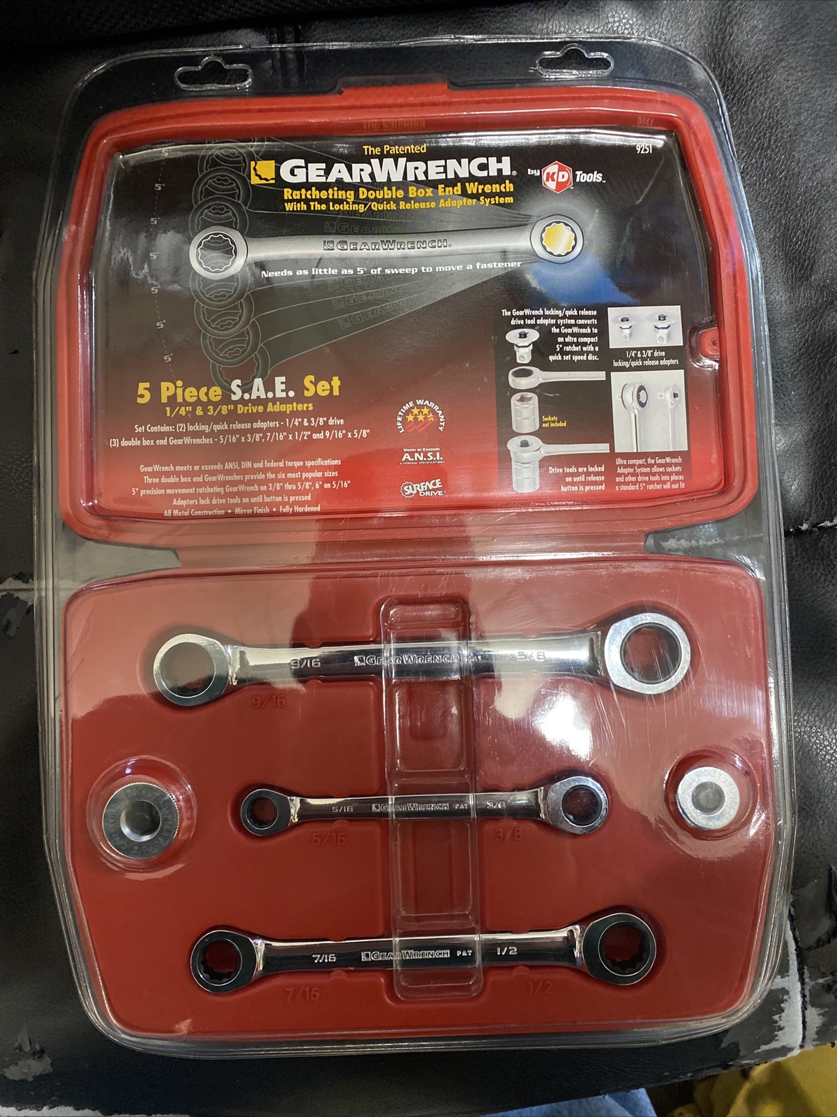 GearWrench, 5 Pc. Double Box End Wrench/Adapter Set, Part #9251