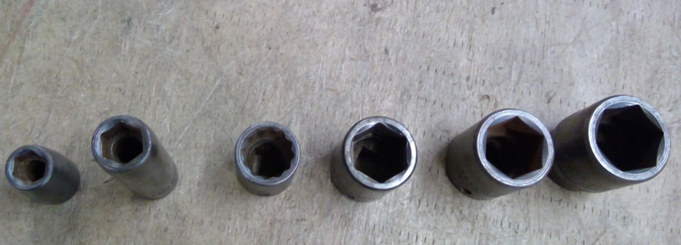 Lot OF 6 Proto 1/2 «Drive 6/12 Point Impact Sockets Shallow/Deep Good condition