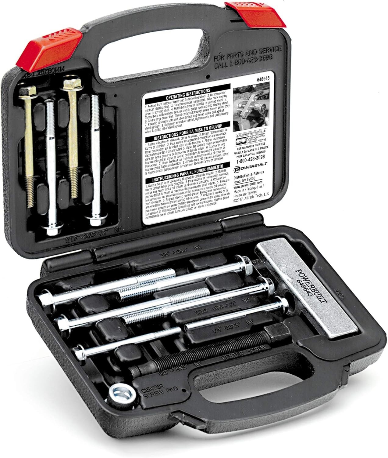 14-Piece Heavy Duty Steering Wheel Puller Set with Frustration-Free Storage Case