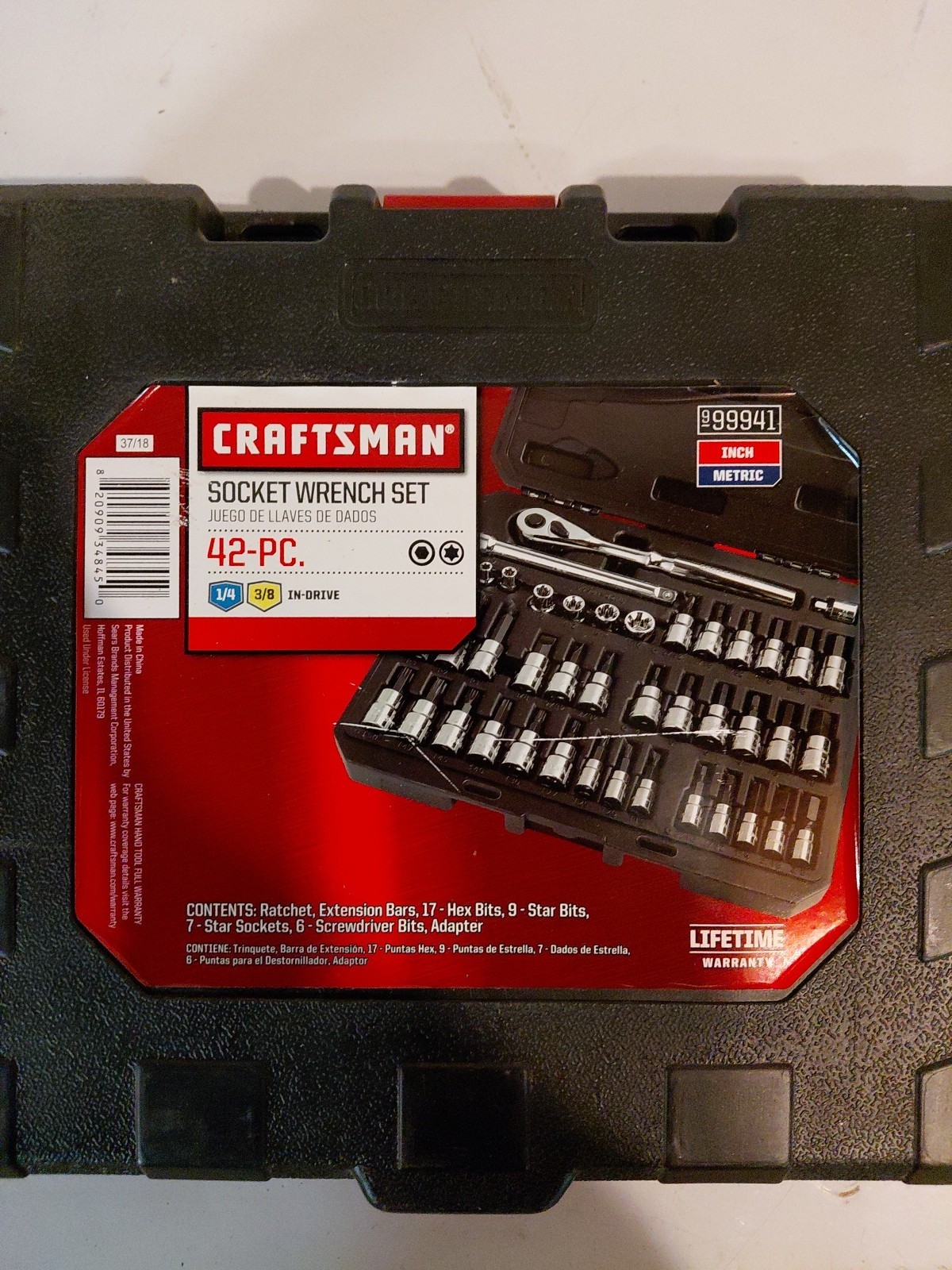 Craftsman 42 PC Piece 1/4 & 3/8 Drive Hex Screwdriver Torx Bit Socket Wrench Set