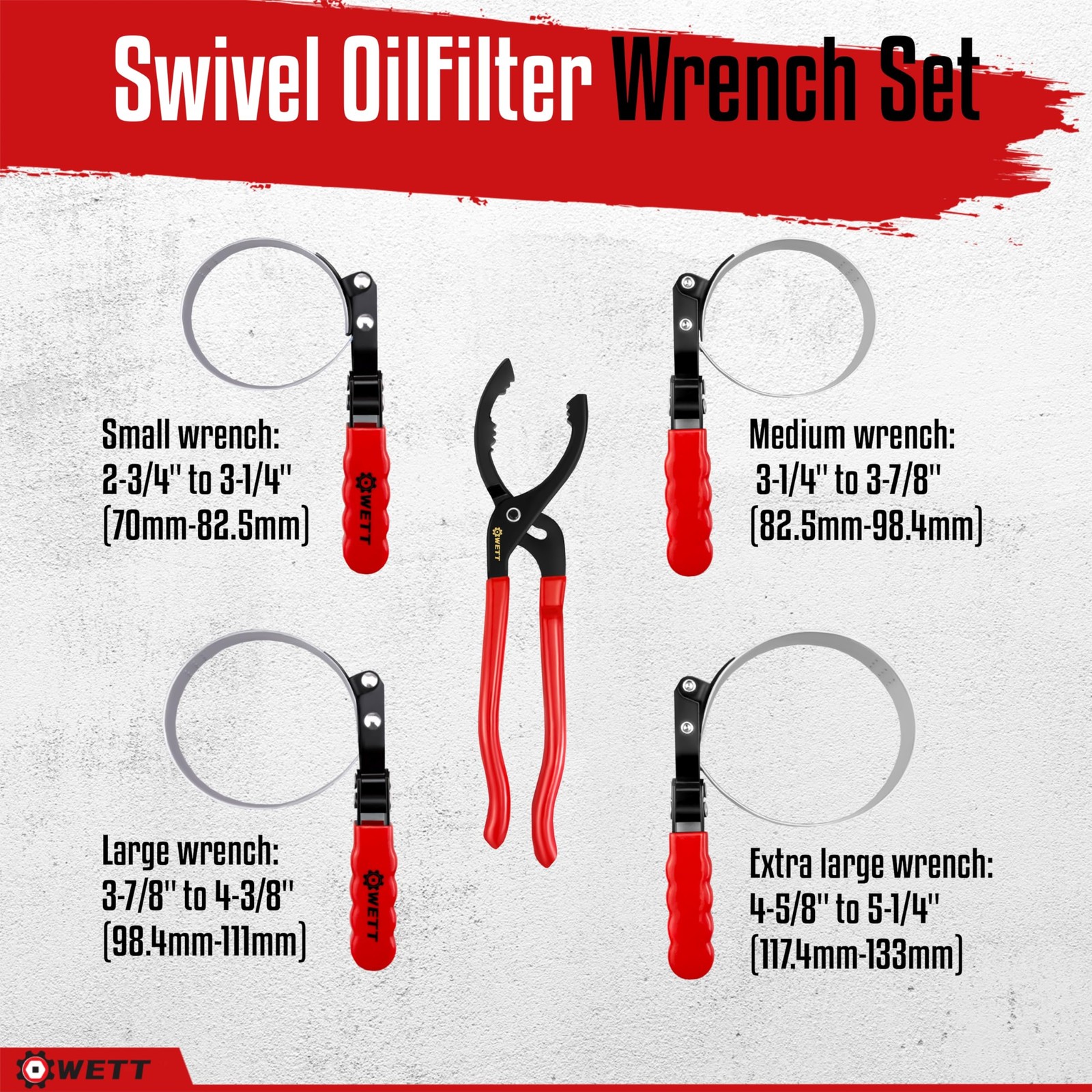Swivel Oil Filter Wrench Set, 5-Piece Standard Oil Filter Removal Tool, with …