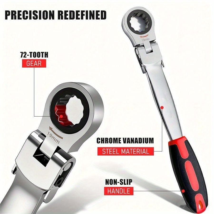 Set of 26pcs Interchangeable Head Ratchet Socket Wrenches, Flexible Head Combina