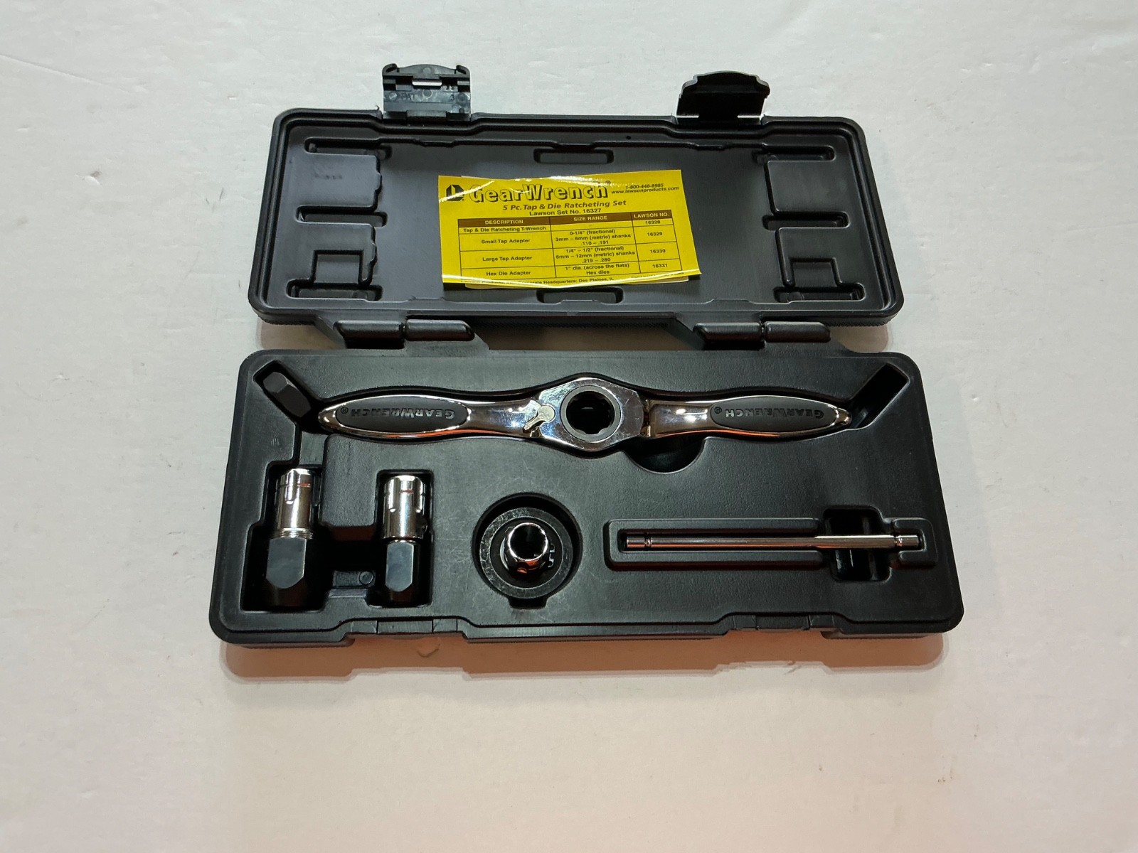 Lawson branded GEARWRENCH 5 Pc. Ratcheting Tap & Die Drive Tool Set #3880 #16327